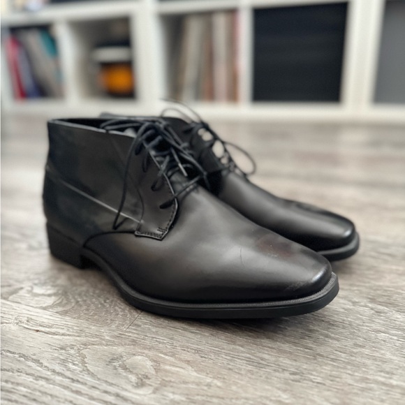 Men\'s Black Leather Calvin Klein Lace-Up Chukka Boots main image 4